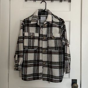 Zara Kids Brown and Plaid Wool Shacket 13-14